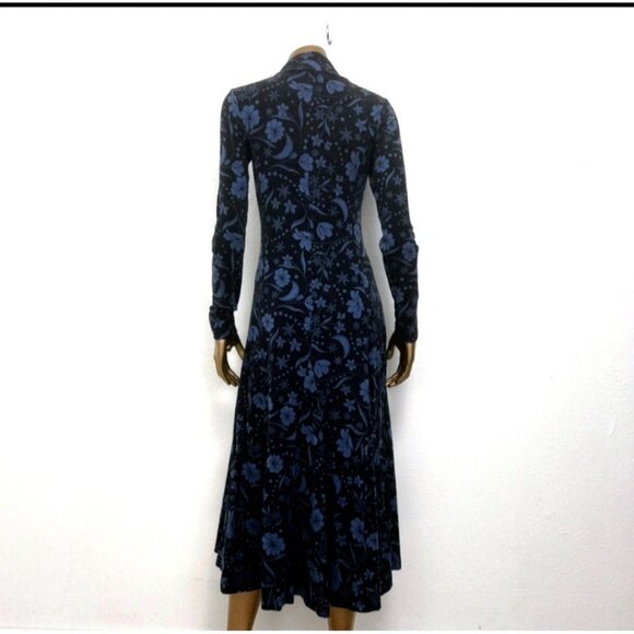 ANN TAYLOR LOFT $120 Blue Mock Neck Moon Floral Stretch Maxi Dress Size Size XS - Picture 3 of 9